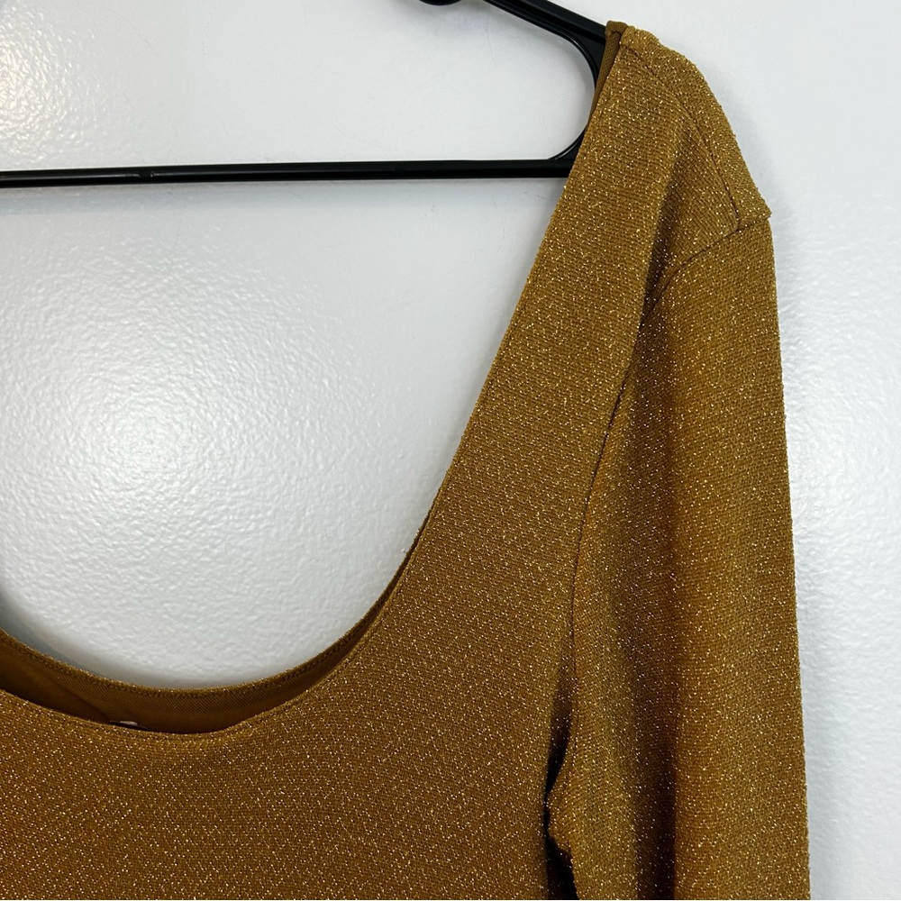 Free People sparkly gold  Long Sleeve Mini Dress - Picture 5 of 11